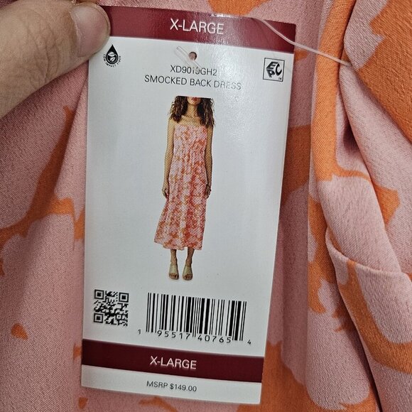 Social Standard Pink / Orange Sundress Smocked Back Maxi Dress size XL - Picture 5 of 7